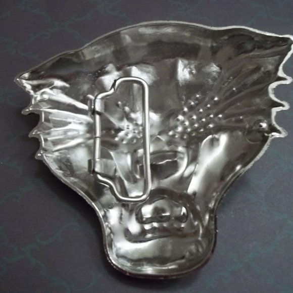 RHINESTONE LEOPARD HEAD BELT BUCKLE - Picture 4 of 5